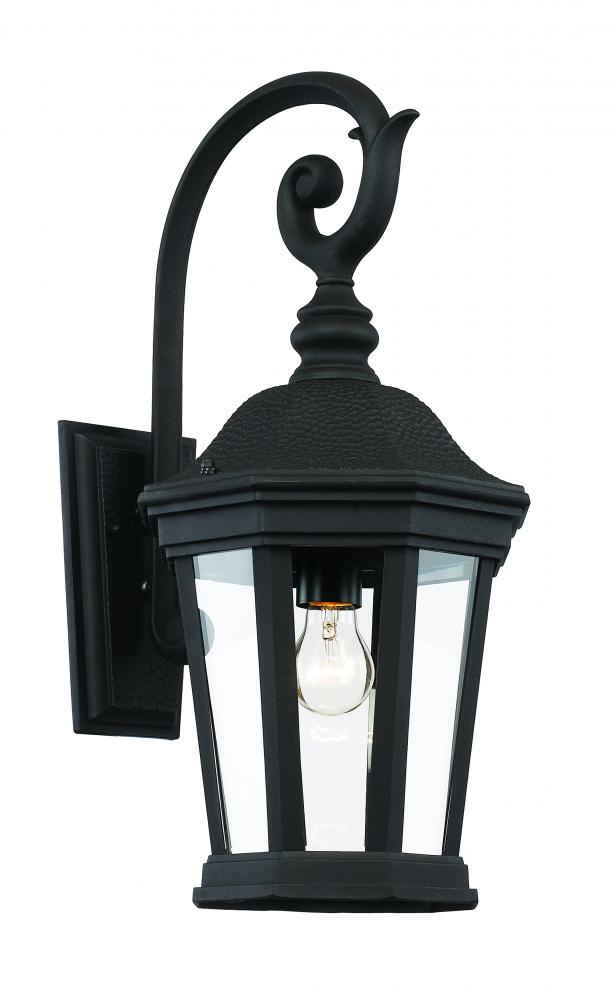 1LT WALL LANTERN-MED-BK-BEVELE